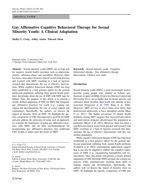 cbt gay|Gay Affirmative Cognitive Behavioral Therapy for Sexual Minority。